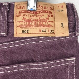 2010 Levis 501 Men's 42x32 Plum Relaxed Boot Cut Flared Wide Leg Denim Jeans Y2K